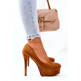 Classic Suede Heels On Camel Silly Platform brown 1