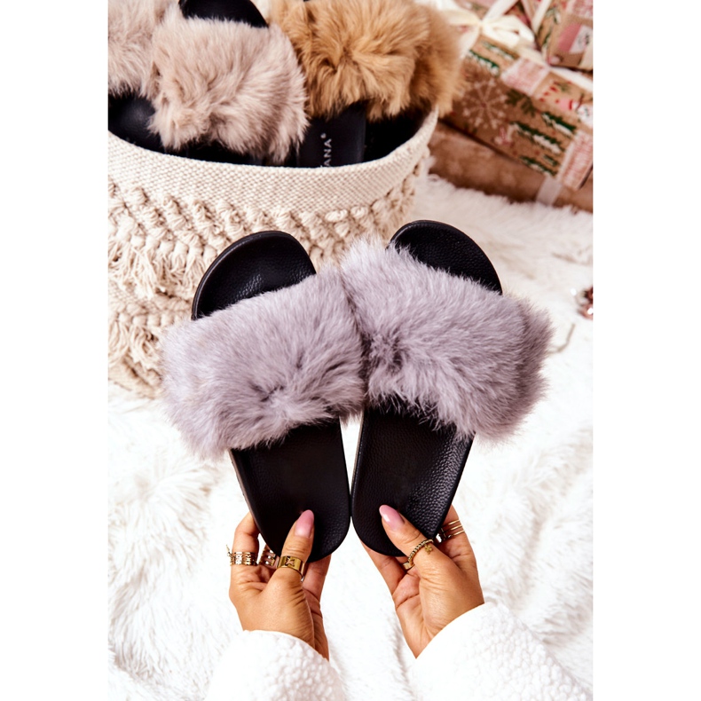 PG2 Gray Naturimo Gray Slippers With Natural Fur grey 1