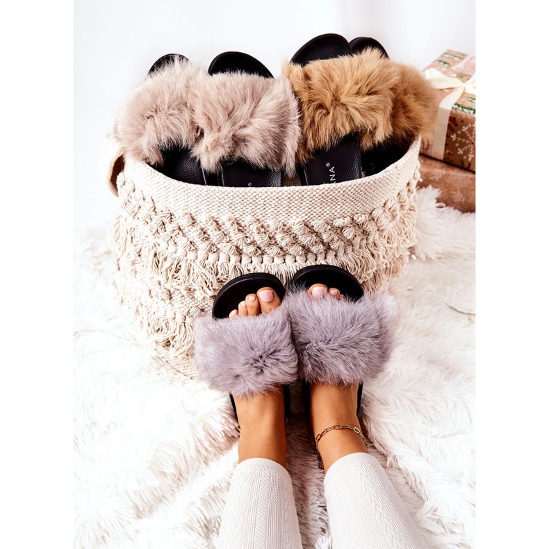 PG2 Gray Naturimo Gray Slippers With Natural Fur grey 2