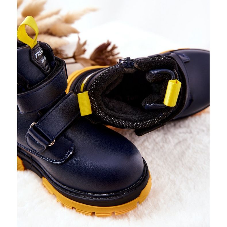 PJ2 Children's Warm Boots With Velcro Navy Blue Fruzio 1