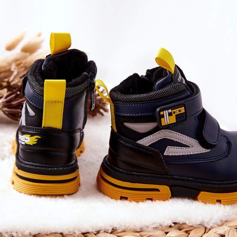 PJ2 Children's Warm Boots With Velcro Navy Blue Fruzio 2