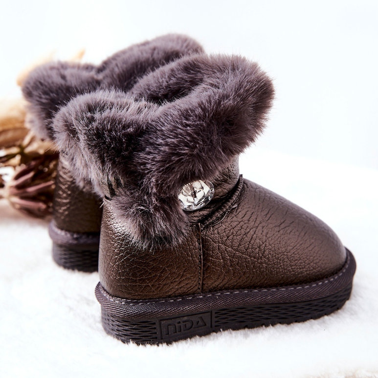Warm Snow Boots With Fur Gray Bessie black 1
