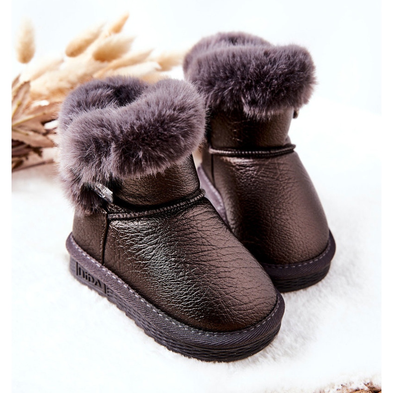 Warm Snow Boots With Fur Gray Bessie black 2