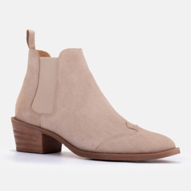Marco Shoes Chelsea boots with high heels made of natural suede beige 1 Marco Shoes Chelsea boots with high heels made of natural suede beige 1