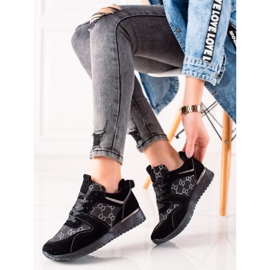 Evento Stylish Sneakers With Glitter black 1