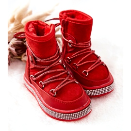 FR1 Children's Red Snow Boots With Cubic Zirconia Wellma 1