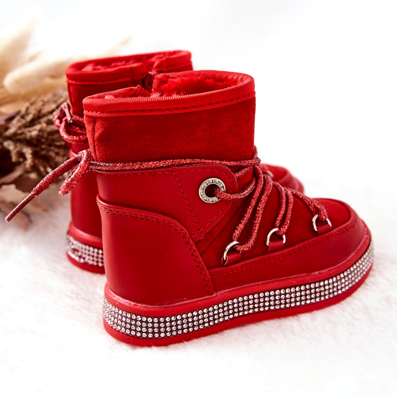 FR1 Children's Red Snow Boots With Cubic Zirconia Wellma 2
