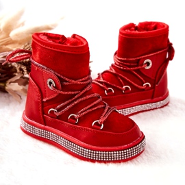 FR1 Children's Red Snow Boots With Cubic Zirconia Wellma 5