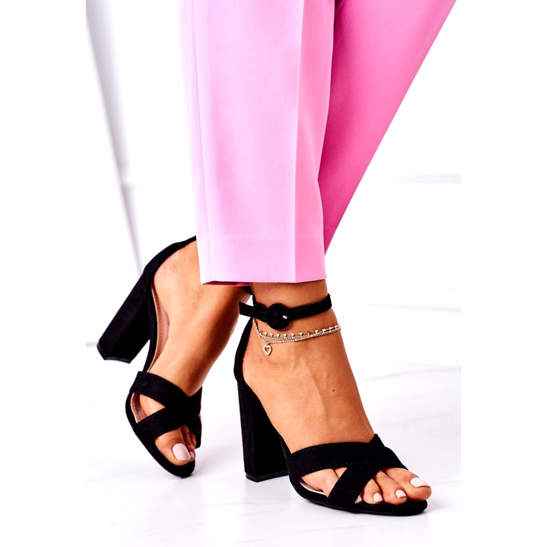 SEA Women's Sandals On Heel Suede Black Telmen 3 SEA Women's Sandals On Heel Suede Black Telmen 3