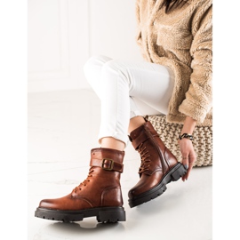 Super Mode Lace-up Boots With Buckle brown 2