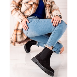 Ideal Shoes Suede Booties On The Platform black 1 Ideal Shoes Suede Booties On The Platform black 1