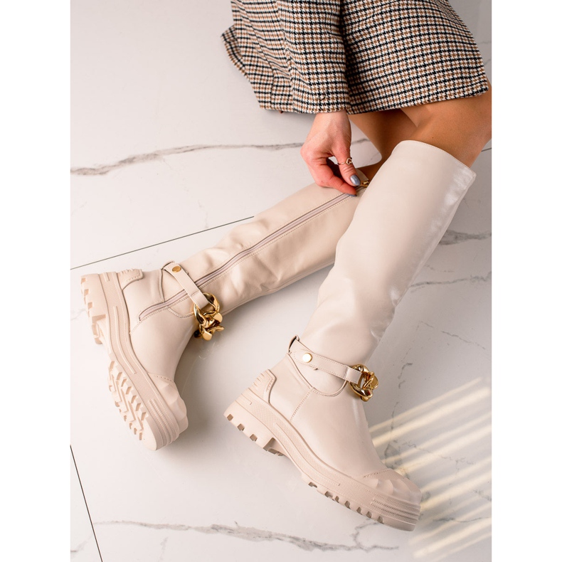 Diamantique Boots With Fashion Ornament beige 1
