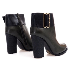 Elegant Boots With A Buckle On A Post 1742 Khaki black 8