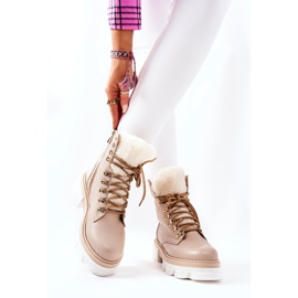 PF1 Warm Leather Boots Workery Beige Lecolly 2