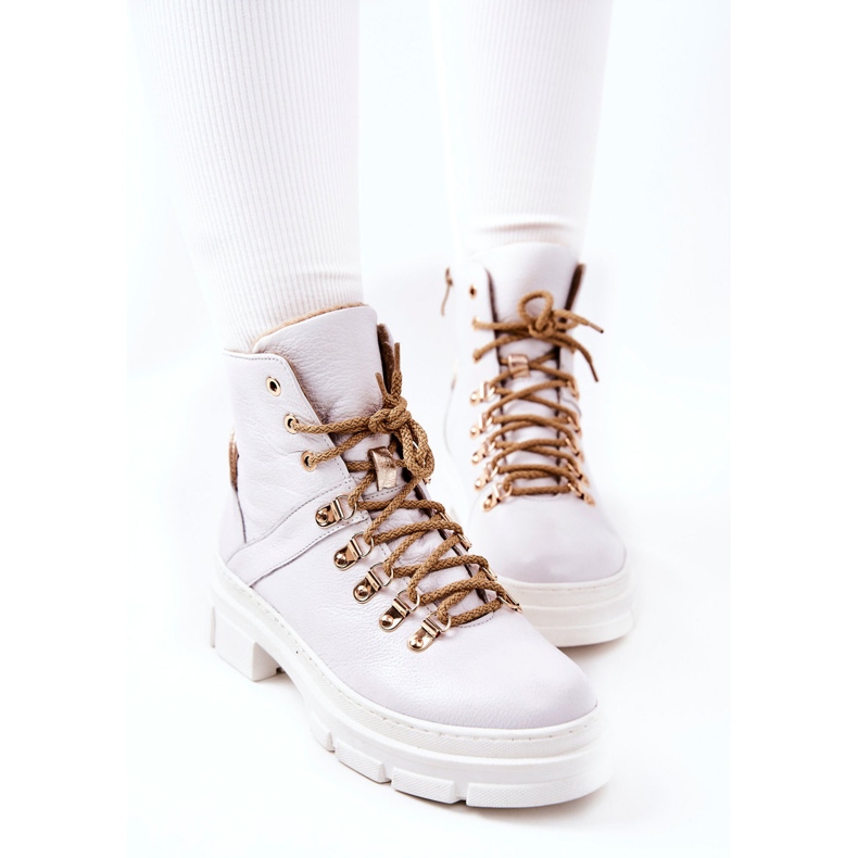 PF1 White Brescia leather insulated boots 1