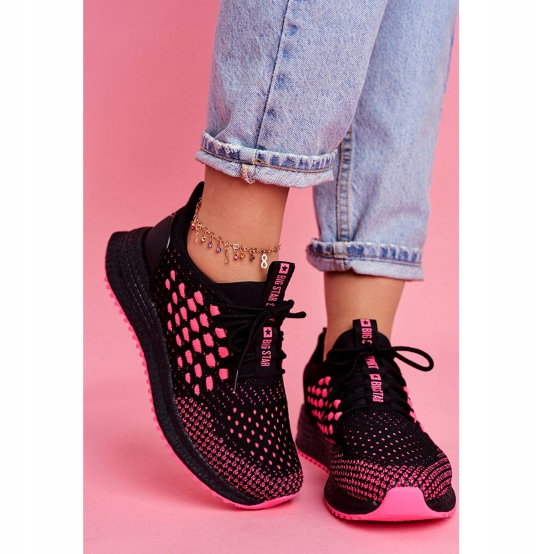 Women's Sport Shoes Sneakers Big Star Black Fuchsia FF274964 pink 2 Women's Sport Shoes Sneakers Big Star Black Fuchsia FF274964 pink 2