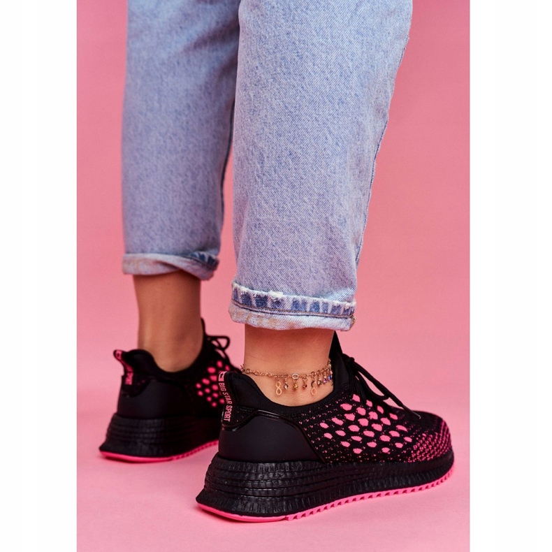 Women's Sport Shoes Sneakers Big Star Black Fuchsia FF274964 pink 4 Women's Sport Shoes Sneakers Big Star Black Fuchsia FF274964 pink 4