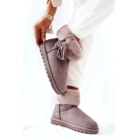 Women's snowfock insulated with gray fringes grey 4