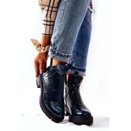 PA2 Green Tanya Crocodile Warm Leather Boots black 3