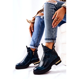 PA2 Green Tanya Crocodile Warm Leather Boots black 5