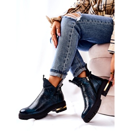 PA2 Green Tanya Crocodile Warm Leather Boots black 4