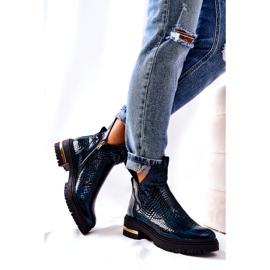 PA2 Green Tanya Crocodile Warm Leather Boots black 1