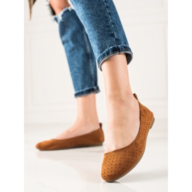 TRENDI Comfortable openwork ballerinas brown 1