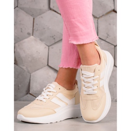 Ideal Shoes Fashionable Sneakers With Stripes beige 1 Ideal Shoes Fashionable Sneakers With Stripes beige 1