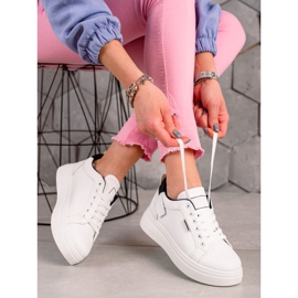 Ideal Shoes White Eco Leather Sneakers black 1