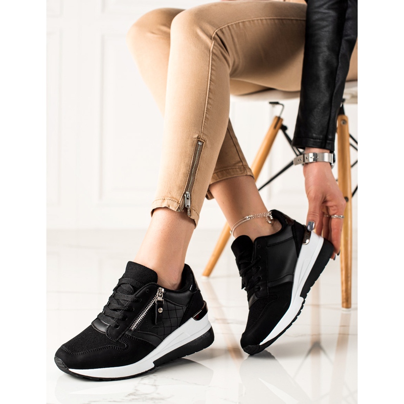 TRENDI Black Wedge Sneakers 1