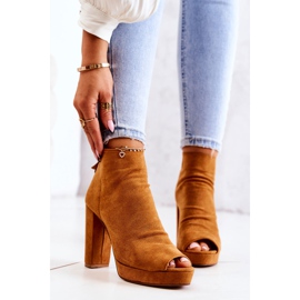 WS1 Boots On a Bar Open Toes Camel Adore orange 2