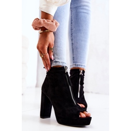 WS1 Suede Black Donnita Boots With Zipper 2