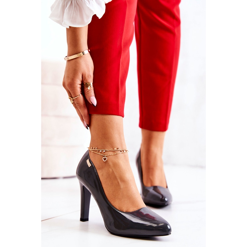 Sergio Leone Women's Pumps Lacquered On a Heel Dark Gray Campbell grey 1