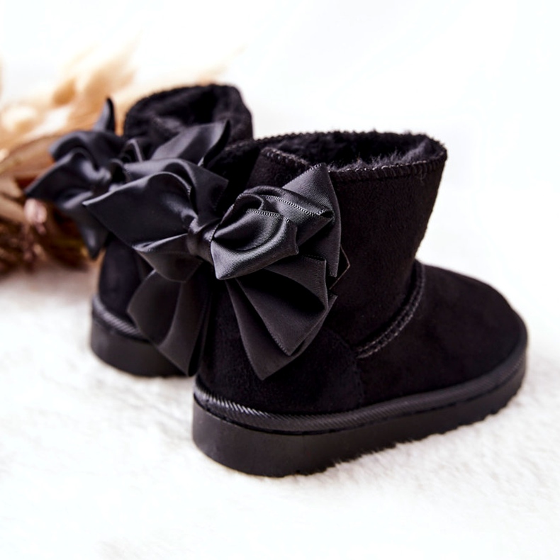 Children's Warm Snow Boots With A Bow Black Snowis 4
