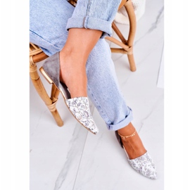 Elegant Leather Ballerinas With Flowers Laura Messi 1110 White pink multicolored 2