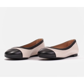 Marco Shoes Comfortable ballerinas with a trim beige black 2