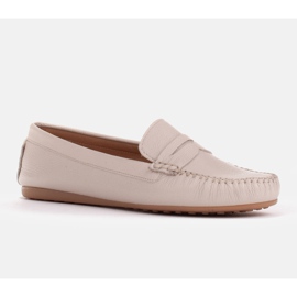 Marco Shoes Comfortable loafers made of soft leather beige 1