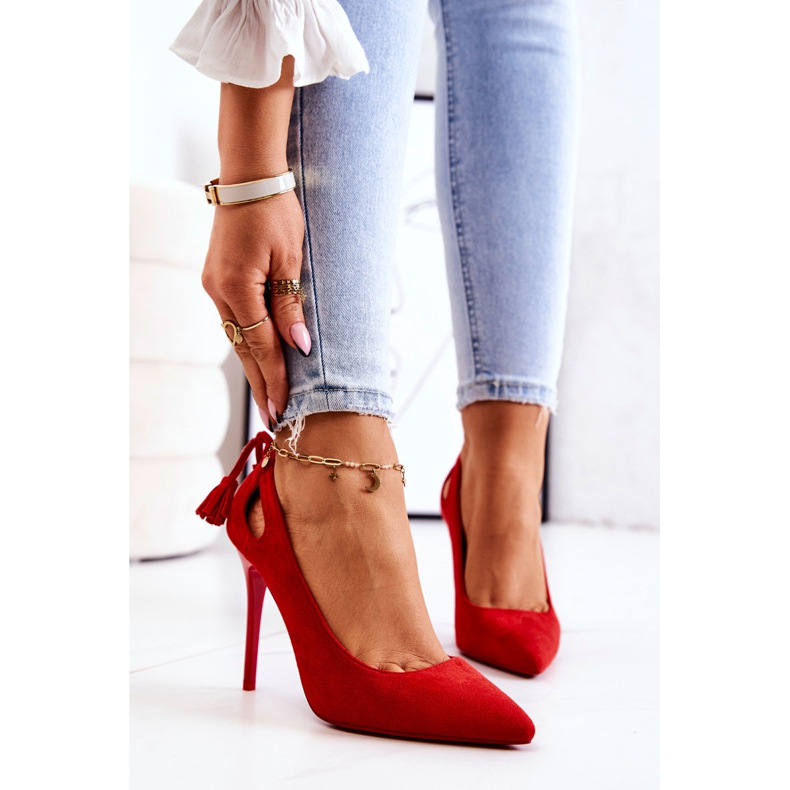 PS1 Women's Stilettos Suede With Spitz Red Leven 1