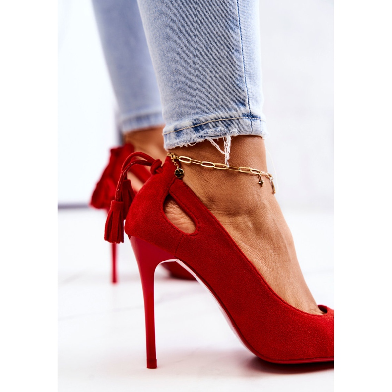 PS1 Women's Stilettos Suede With Spitz Red Leven 2
