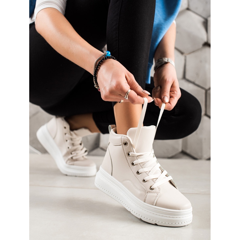 Renda High Sneakers With Eco Leather beige 1