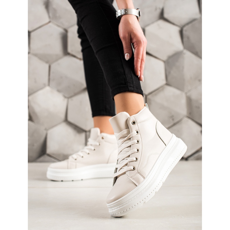 Renda High Sneakers With Eco Leather beige 2