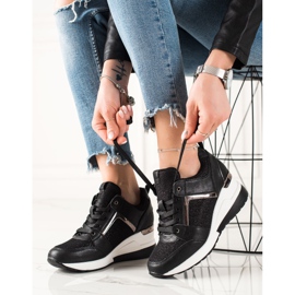 TRENDI Light Wedge Sneakers black 1