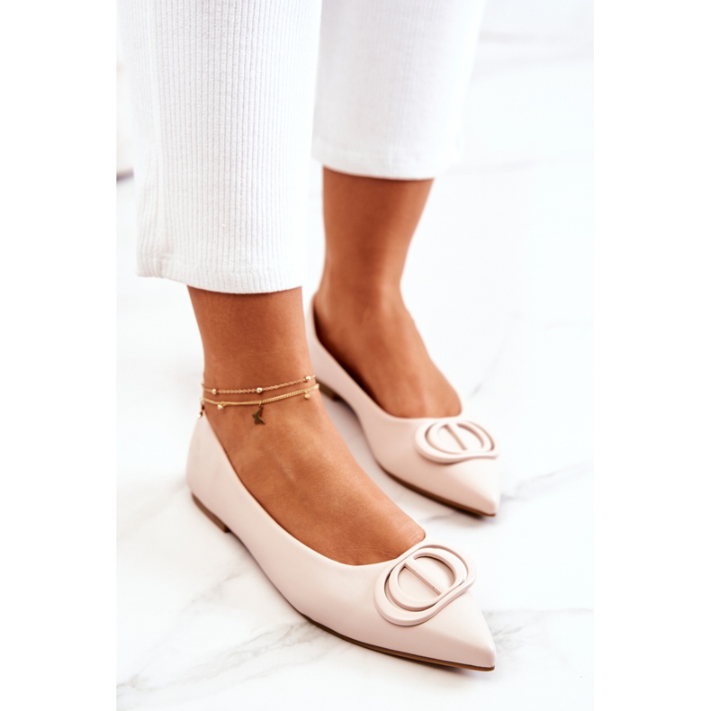 PS1 Leather Ballerina In Spitz J. Beżowe Rachelle beige 1