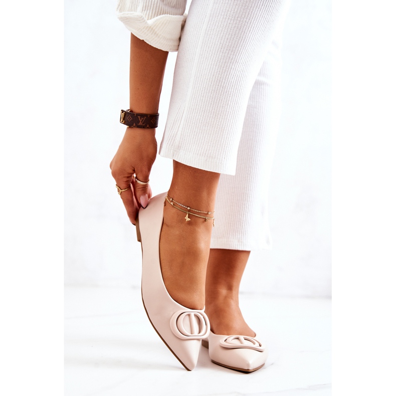 PS1 Leather Ballerina In Spitz J. Beżowe Rachelle beige 2