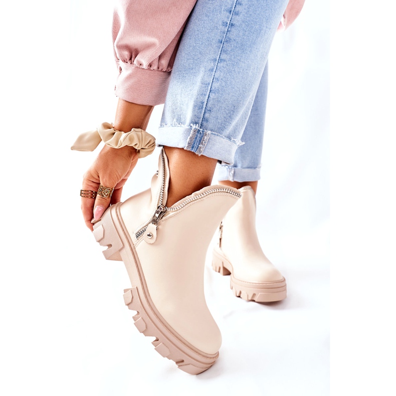 FI1 Women's Ankle Boots With Cutouts Beige Rhythm 1