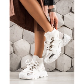 TRENDI Fashion Sneakers white silver grey 1