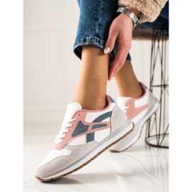 TRENDI Casual Sport Shoes white navy blue pink grey 1