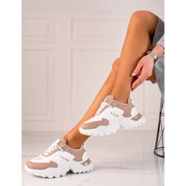 TRENDI Sneakers With Mesh beige white 1