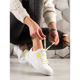 TRENDI Light Sport Shoes Made Of Eco Leather white yellow 1 TRENDI Light Sport Shoes Made Of Eco Leather white yellow 1
