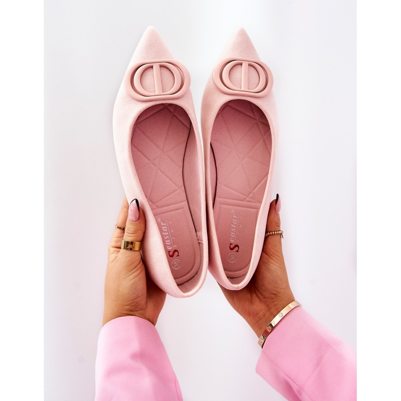 PS1 Suede Ballerinas In Spitz Light Pink Neriso 1
